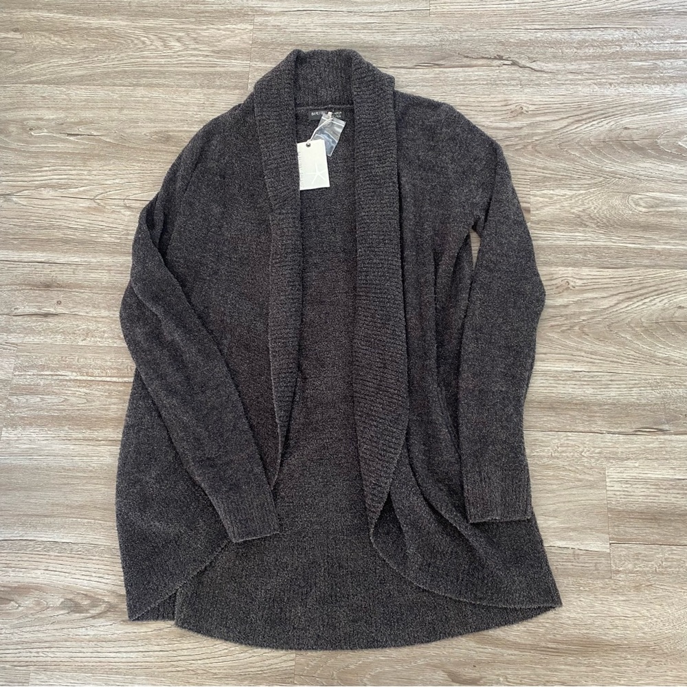 Barefoot Dreams CozyChic Lite Circle Cardigan Carbon-Black Size M NWT